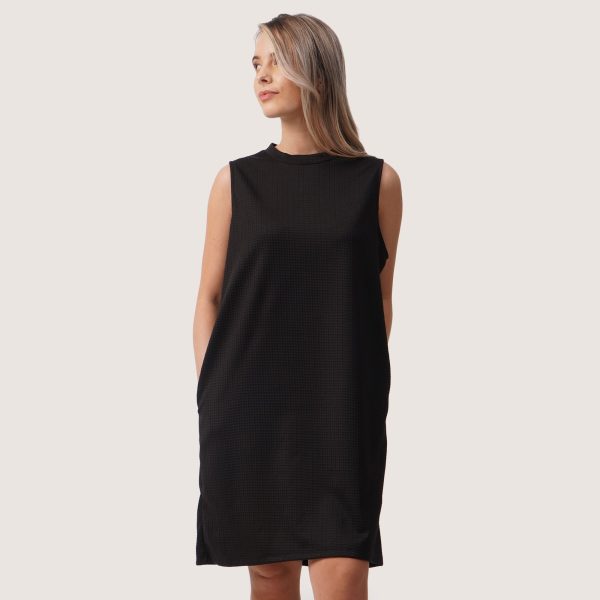 Waffle Knit Sleeveless Shift Dress